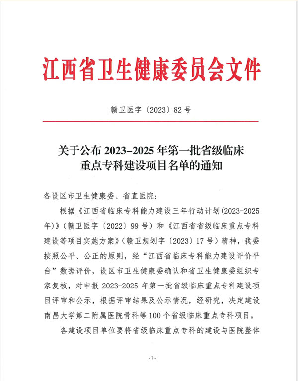 【喜报】我院新增5个省级临床重点专科建设项目